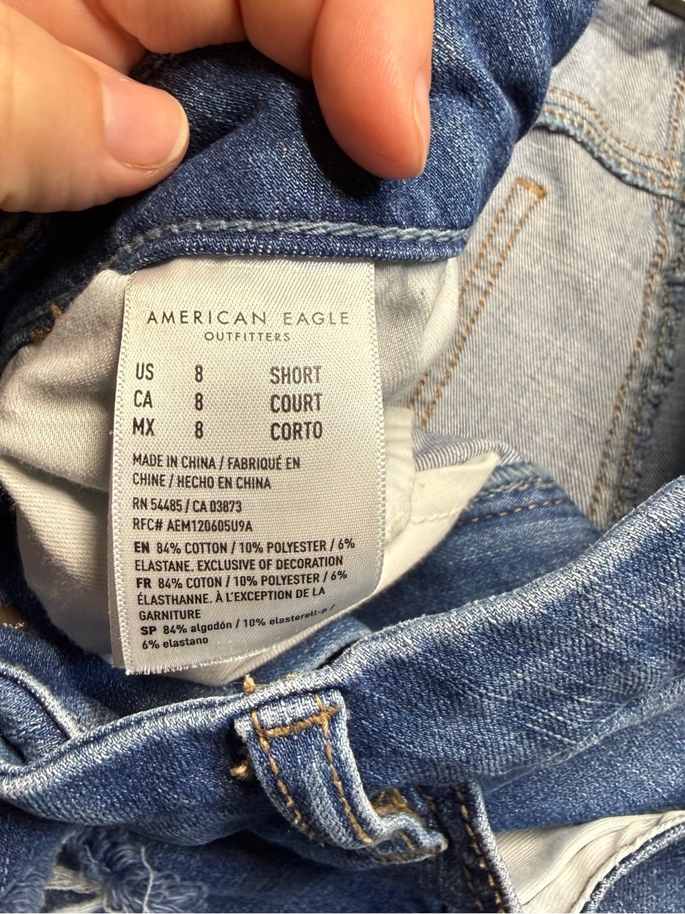 American Eagle Outfitters Ripped High Rise cropped Blue Jeggings - Picture 4 of 7